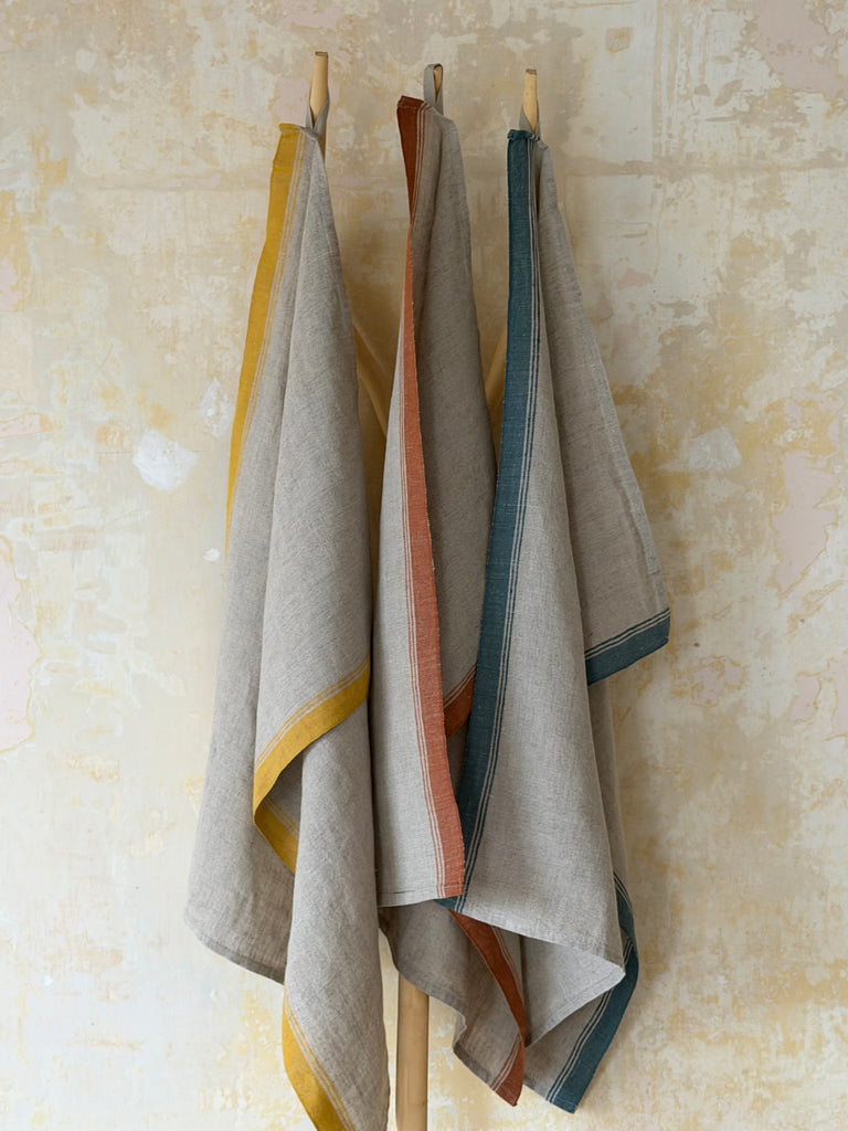 coloured stripe tea towels