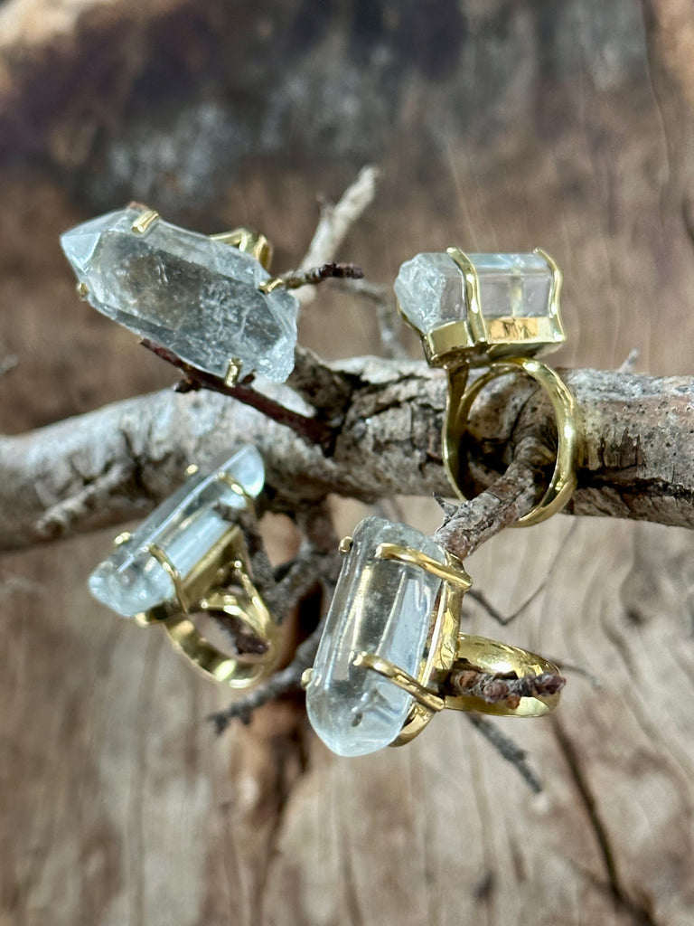 raw crystal rings