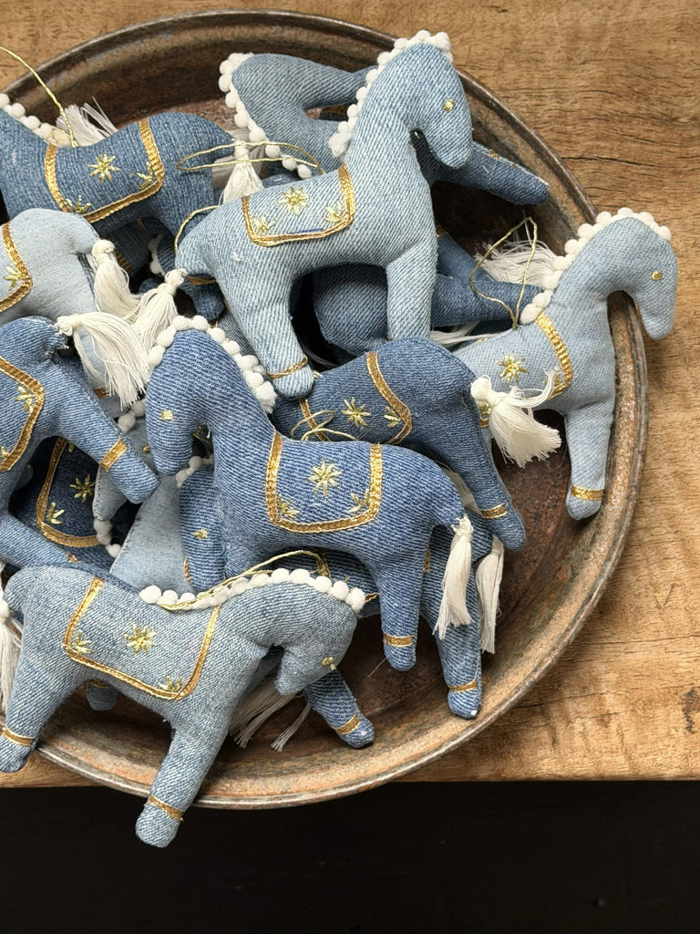 denim horse decorations