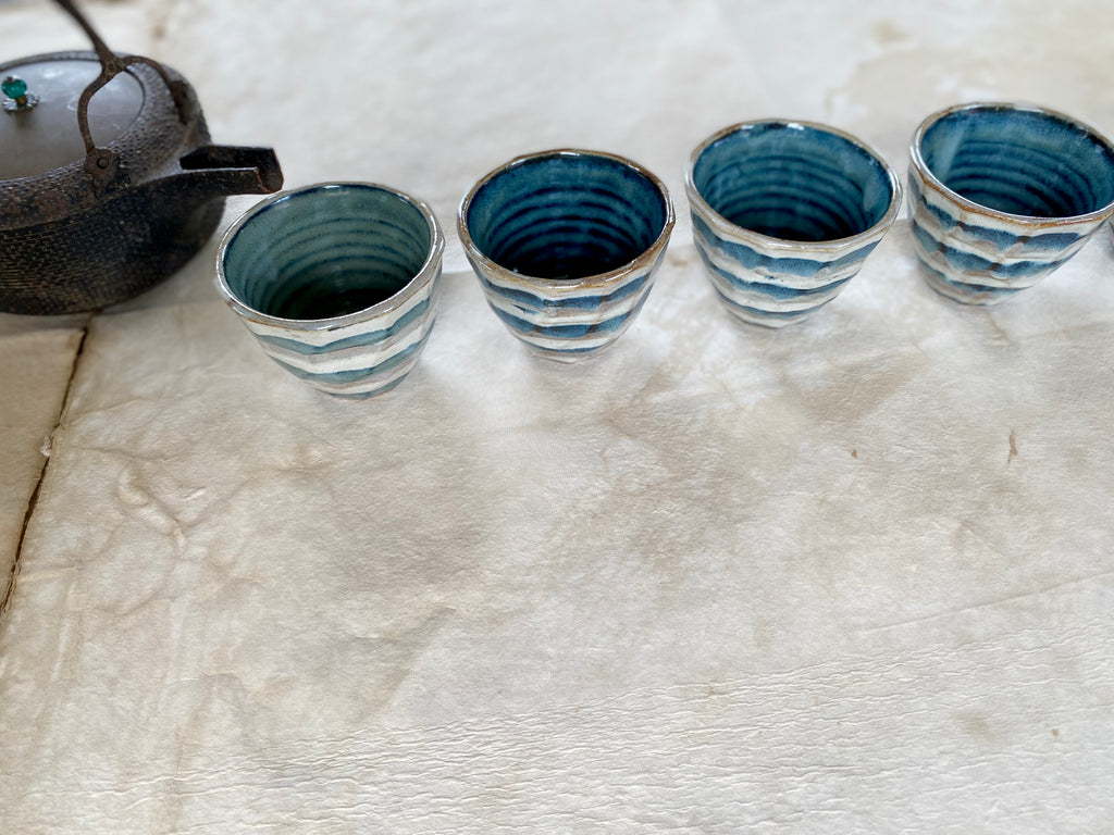 striped yunomi tea bowls