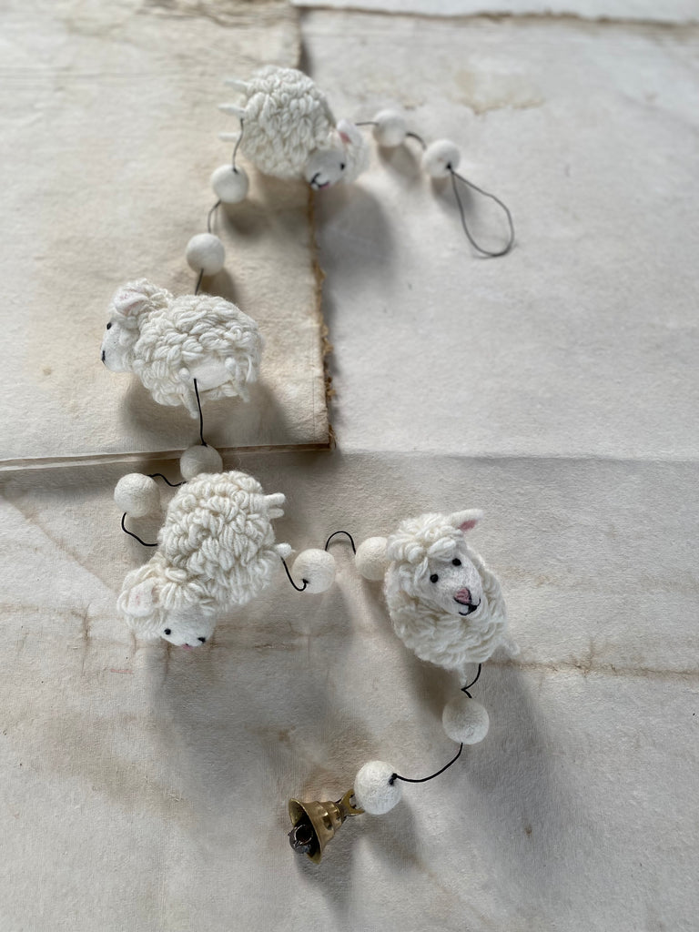 fairtrade felted sheep garland